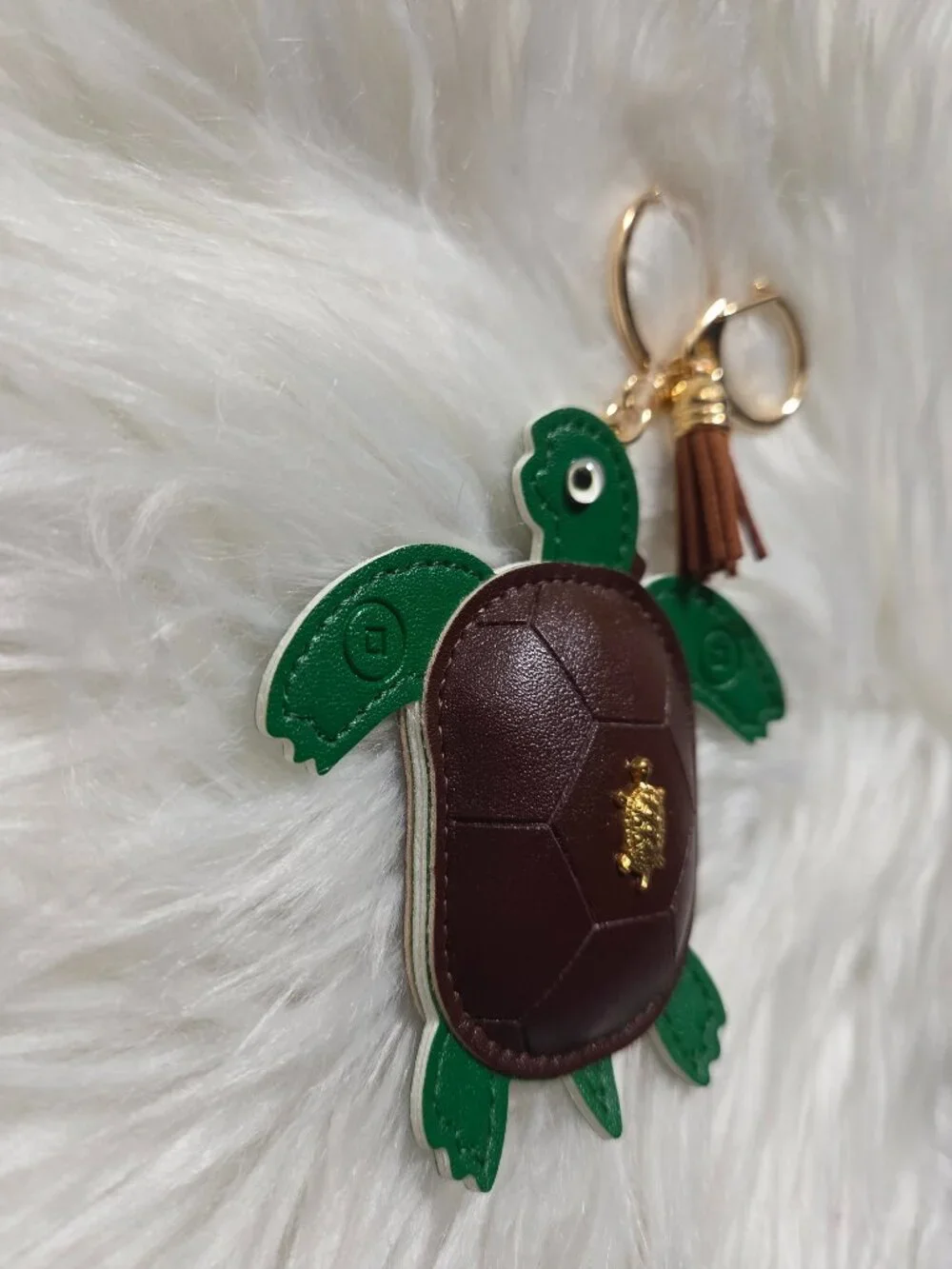 Faux Leather Turtle Keychain